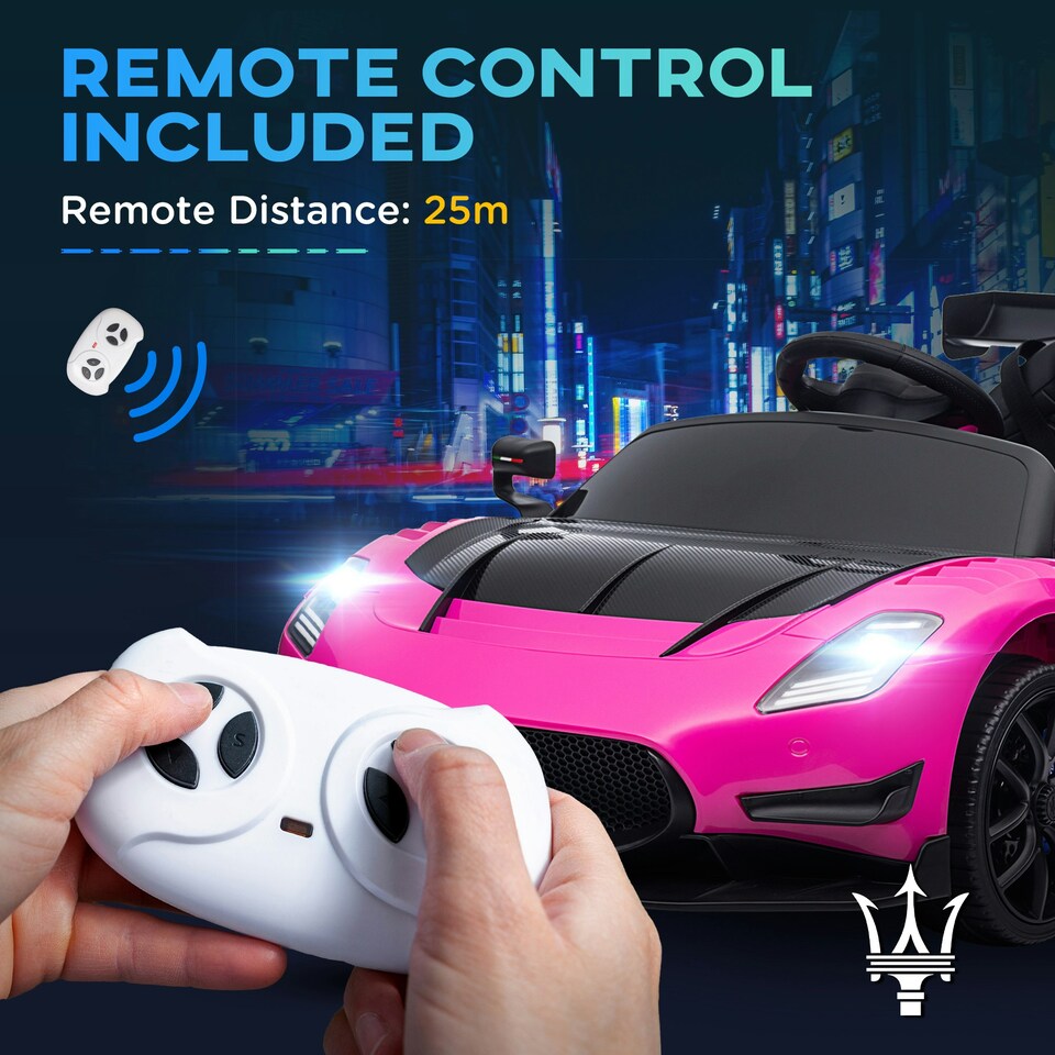 image 1 of AIYAPLAY Maserati GT2 Licensed 12V Electric Ride on Car w/ Remote, Pink