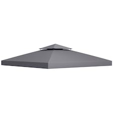 Outsunny 3 x 3m Gazebo Canopy Replacement Cover 2Tier Roof Top Spare Part Deep Grey TOP COVER ONLY