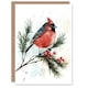 image 1 of Cardinal Bird Pine Tree Holly Berry Blank For Him Or Her Art Xmas Festive Christmas Card