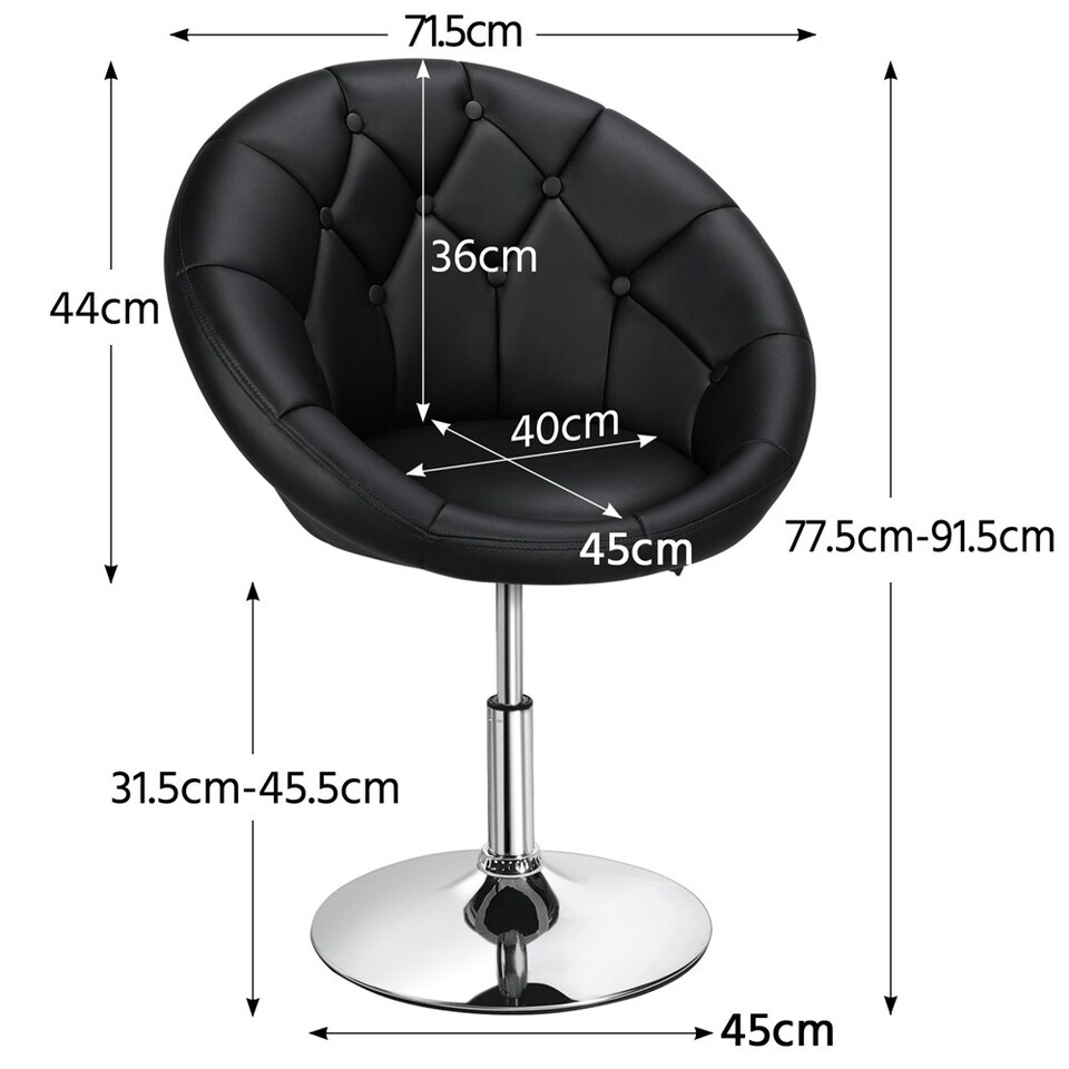 image 1 of Yaheetech Height Adjustable Modern Round Back Chair | Black