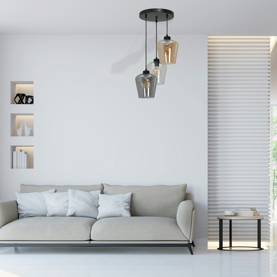 image 1 of Milagro Pendant Lamp Santiago Mix 3XE27 Black