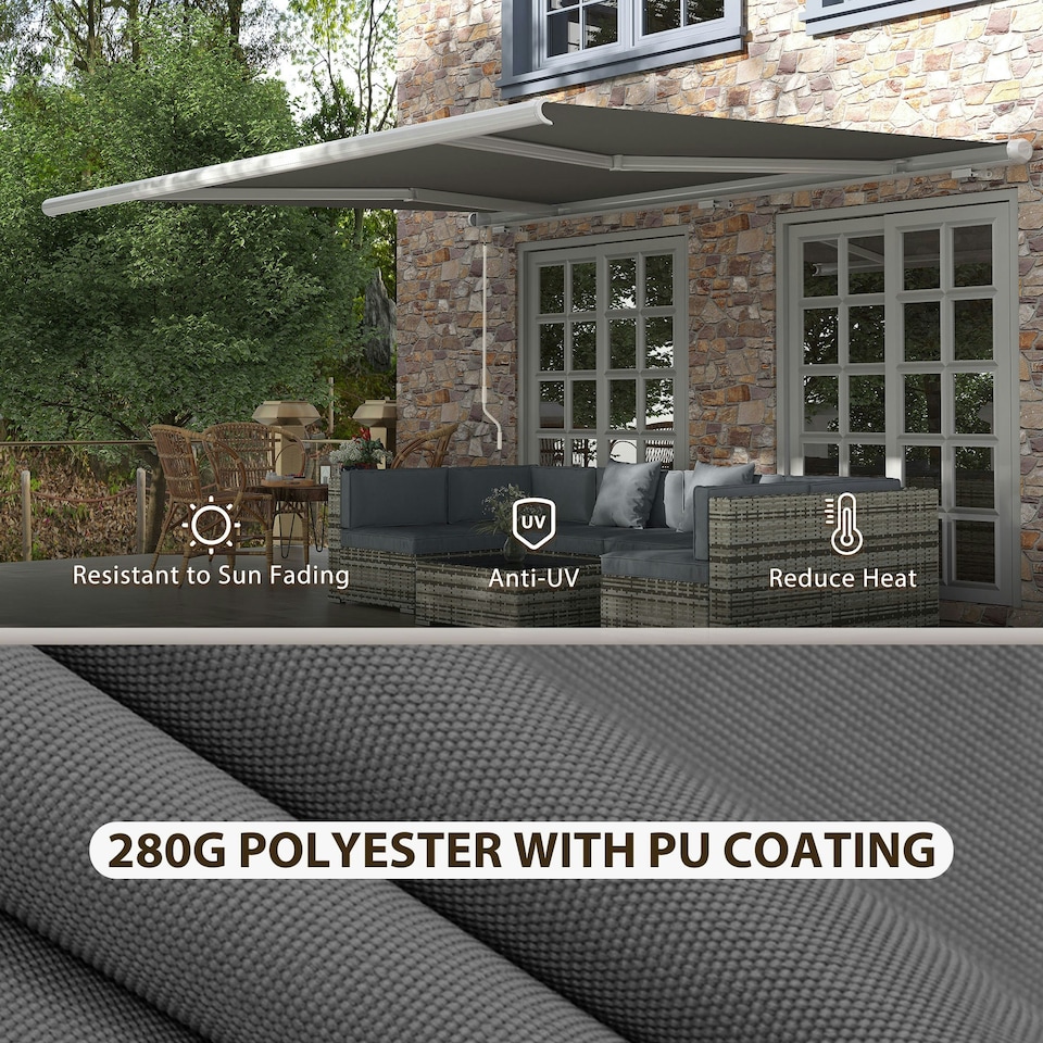 image 1 of Outsunny 4x3m Full Cassette Electric Retractable Awning for Patio Door Window