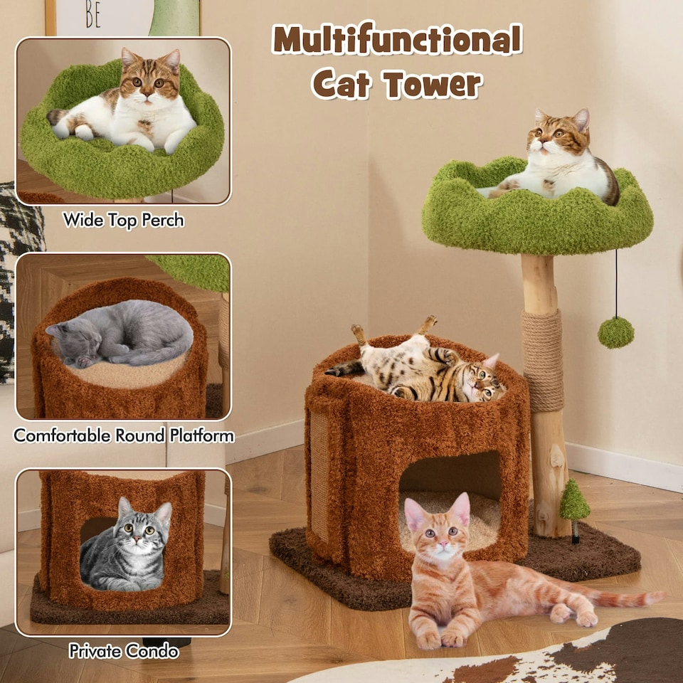 image 1 of COSTWAY Morden Cat Tree Cat Tower w/Scratching Posts