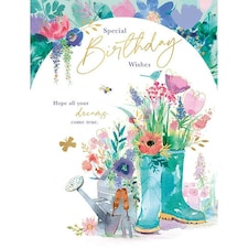 Words 'n' Wishes Traditional Open Birthday Card for a Female, Friend Birthday Card, Multi-Coloured 197 x 152 mm