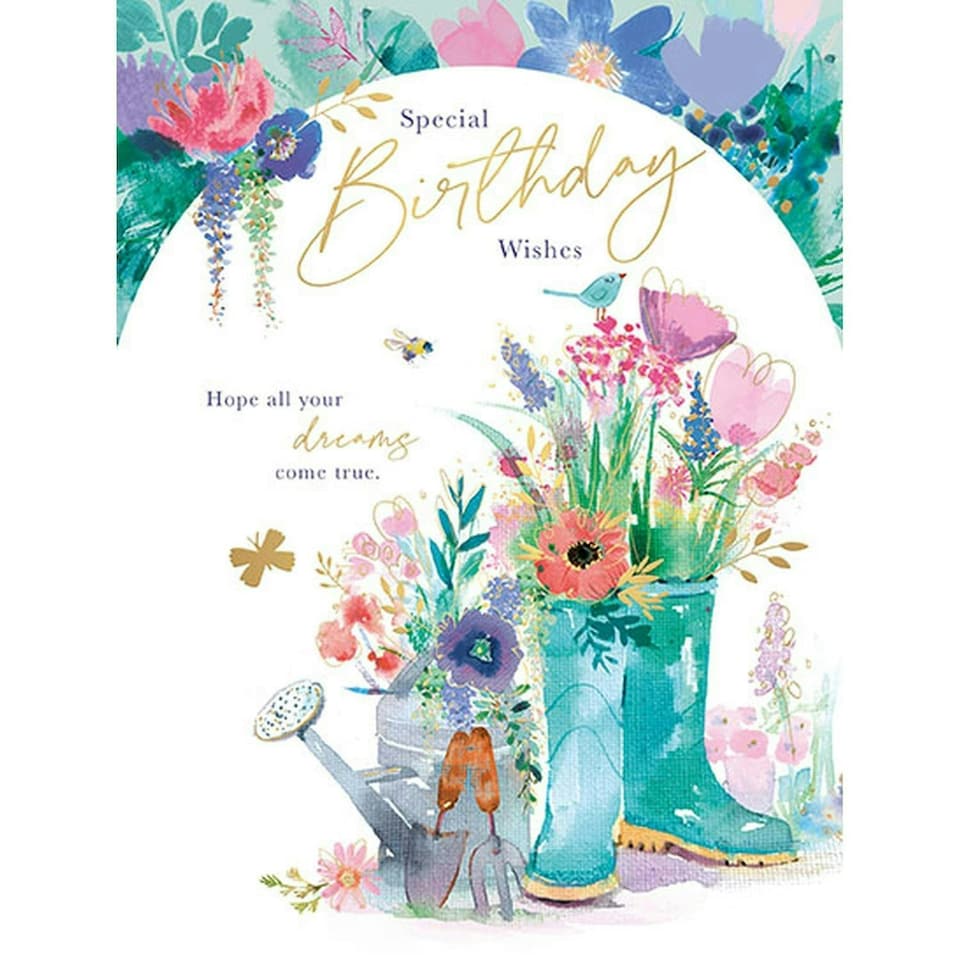 Words 'n' Wishes Traditional Open Birthday Card for a Female, Friend Birthday Card, Multi-Coloured 197 x 152 mm