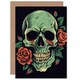 image 1 of Green Skull Rose Flower Floral Tattoo Style Birthday For Her Card