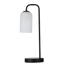 Victoria - Black Touch Lamp with Frosted Glass Shade Black | White