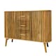 image 1 of Slated 2 Door 3 Drawer Sideboard - Mango Wood - L45 x W164 x H80 cm - Light Finish - Assembly Required | Brown