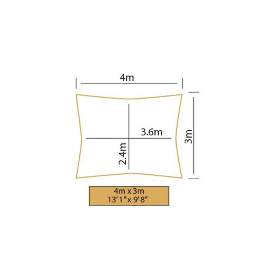 image 1 of 4m x 3m Rectangle Waterproof Silver Sun Shade Sail
