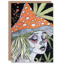 Mushroom Cap Hat Forest Pixie Fairy Woman Her Birthday Card