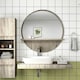 image 2 of kleankin Round Mirror for Wall Makeup Mirror with Shelf Grey Wood Effect
