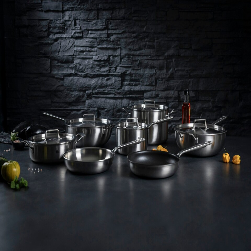 image 1 of CULINARY FIVEPLY Wok with lid and helper handle non-stick 28cm