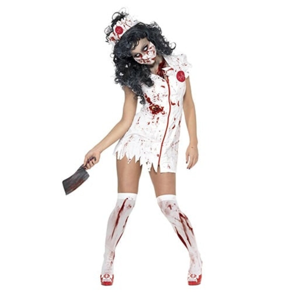 image 1 of Zombie Nurse White Fancy Dress Costume Ladies Small - UK 8-10 | Multi | 8