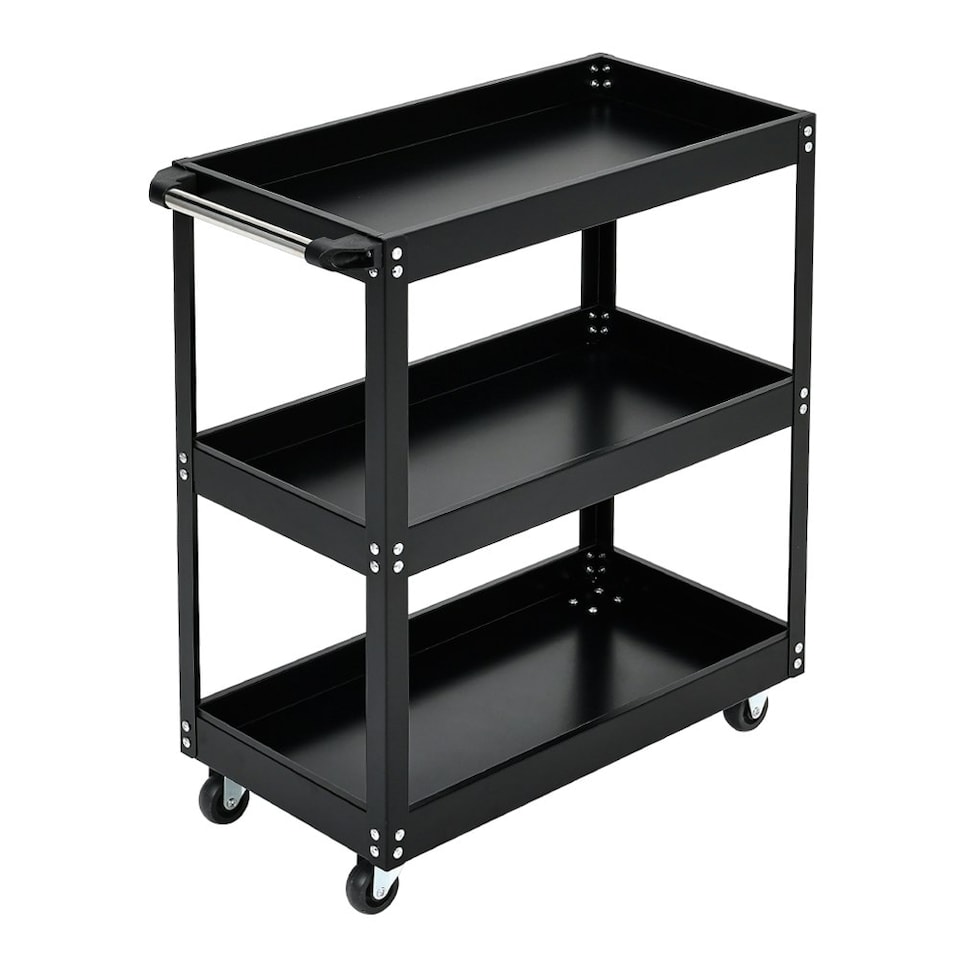 image 1 of Living and Home 3-Tier Rolling Tool Cart Storage Organizer - Black