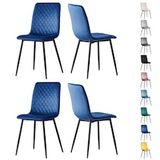 Dining Chairs Velvet Fabric Lexi Set of 4 Blue by MCC