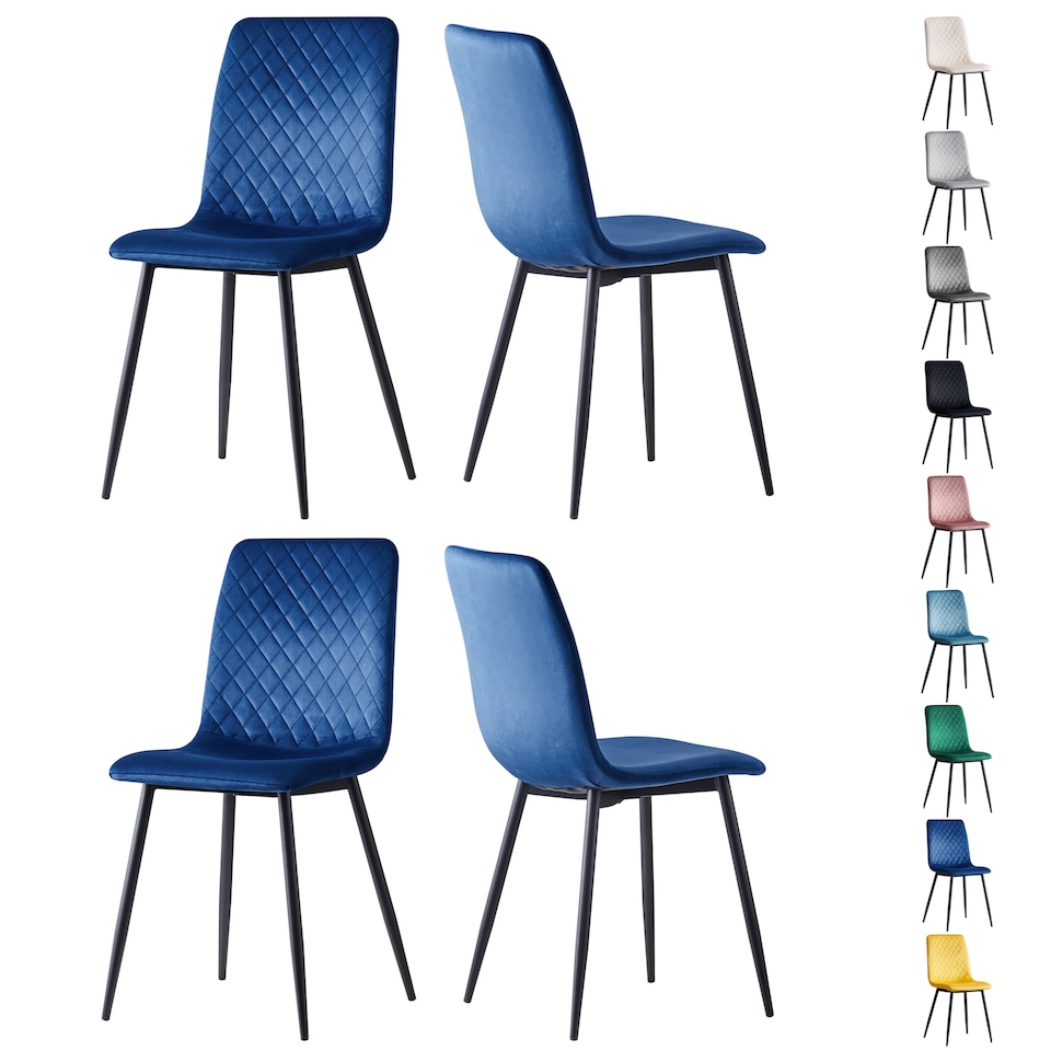 image 1 of Dining Chairs Velvet Fabric Lexi Set of 4 Blue by MCC