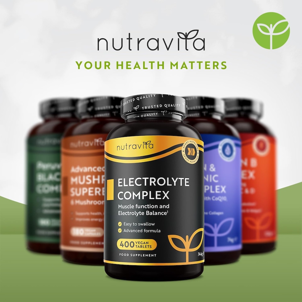 image 1 of Nutravita Electrolyte Replacement Complex with Added Magnesium, Potassium & Calcium - Muscle Function & Electrolyte Balance - 400 Vegan Tablets