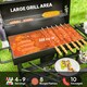 image 3 of Outsunny Charcoal BBQ Grill with Warming Rack Shelves Temperature Gauge
