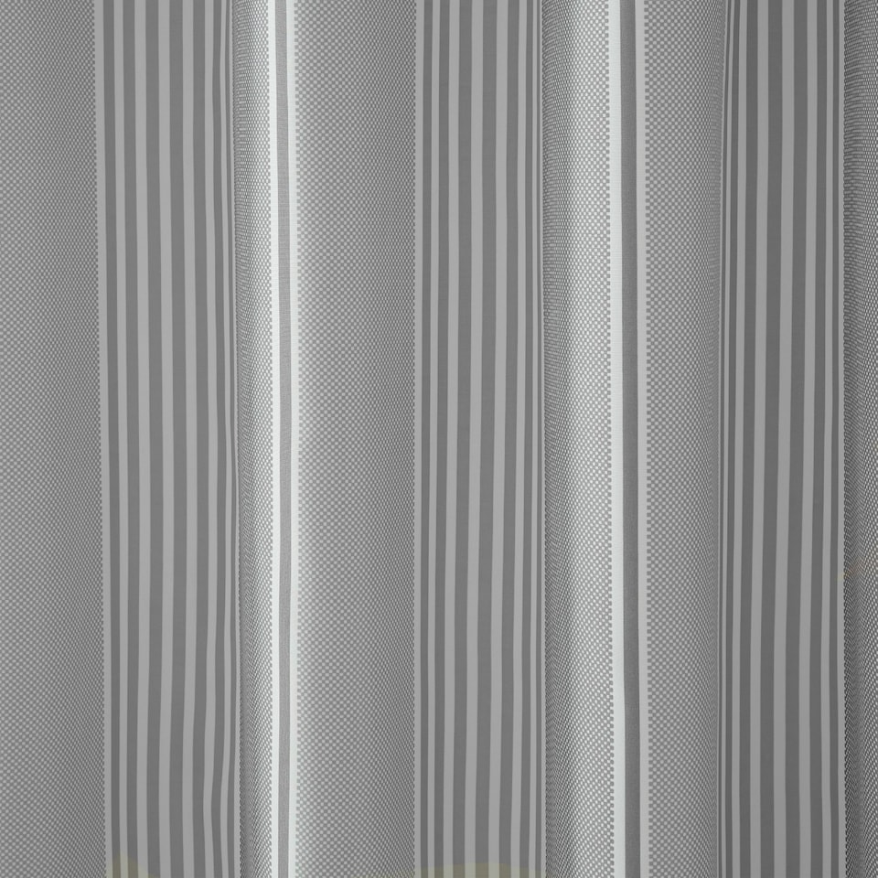 image 1 of Catherine Lansfield Textured Stripe Shower Curtain | Silver | Silver Grey | One Size