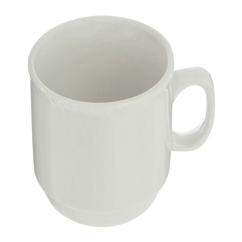 image 1 of Interiors by Premier Embossed White Ceramic Cup, Stylish Patterned Hot Drink Mug, Durable Stoneware Tea or Coffee Cup, Modern Cup