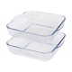 image 1 of Argon Tableware Square Glass Oven Dishes - 24cm x 21cm - Pack of 2 | Clear | Clear | 24cm x 21cm