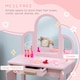 image 4 of HOMCOM Kids Dressing Table Set Kids Vanity Set w Drawer, Mirror - Pink | Pink
