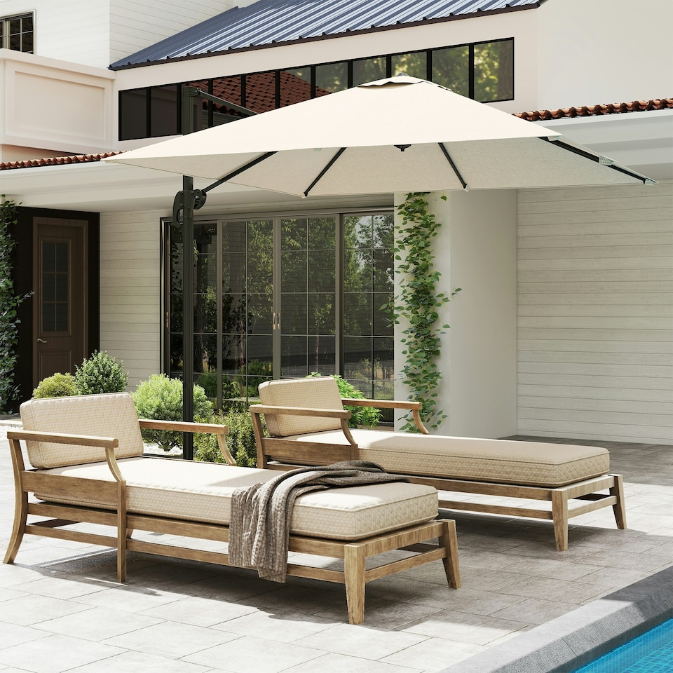 image 1 of Outsunny Square Cantilever Roma Parasol, 360-Degree Rotation, Cream White