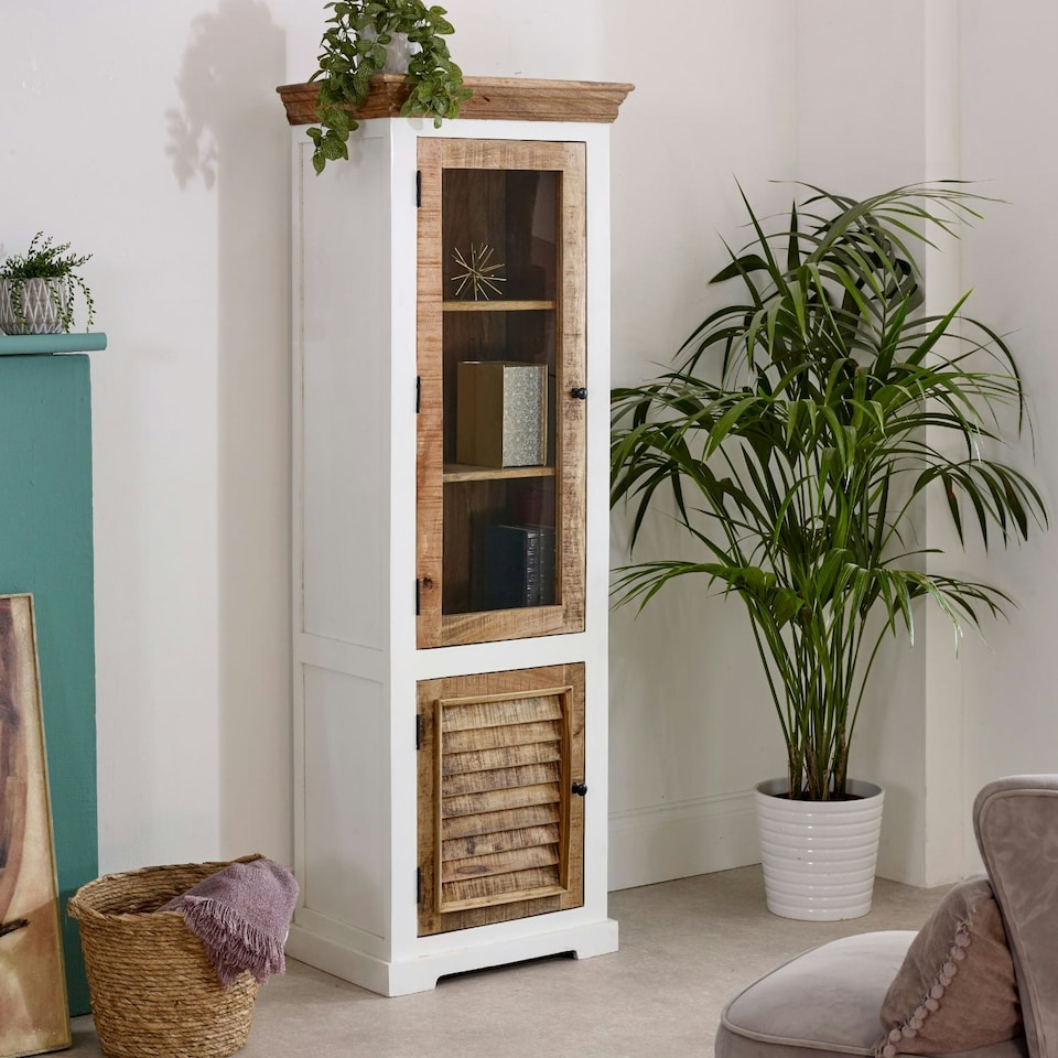 image 1 of Milano Solid Mango Wood Bookcase White | Multi