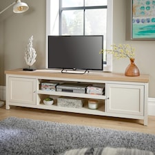 Console TV Stand Television Unit Living Room Furniture Oak Solid | White