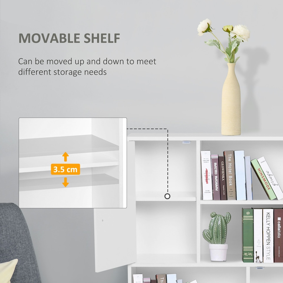 image 1 of HOMCOM Free Standing Bookcase Shelves Unit Storage Cabinet White