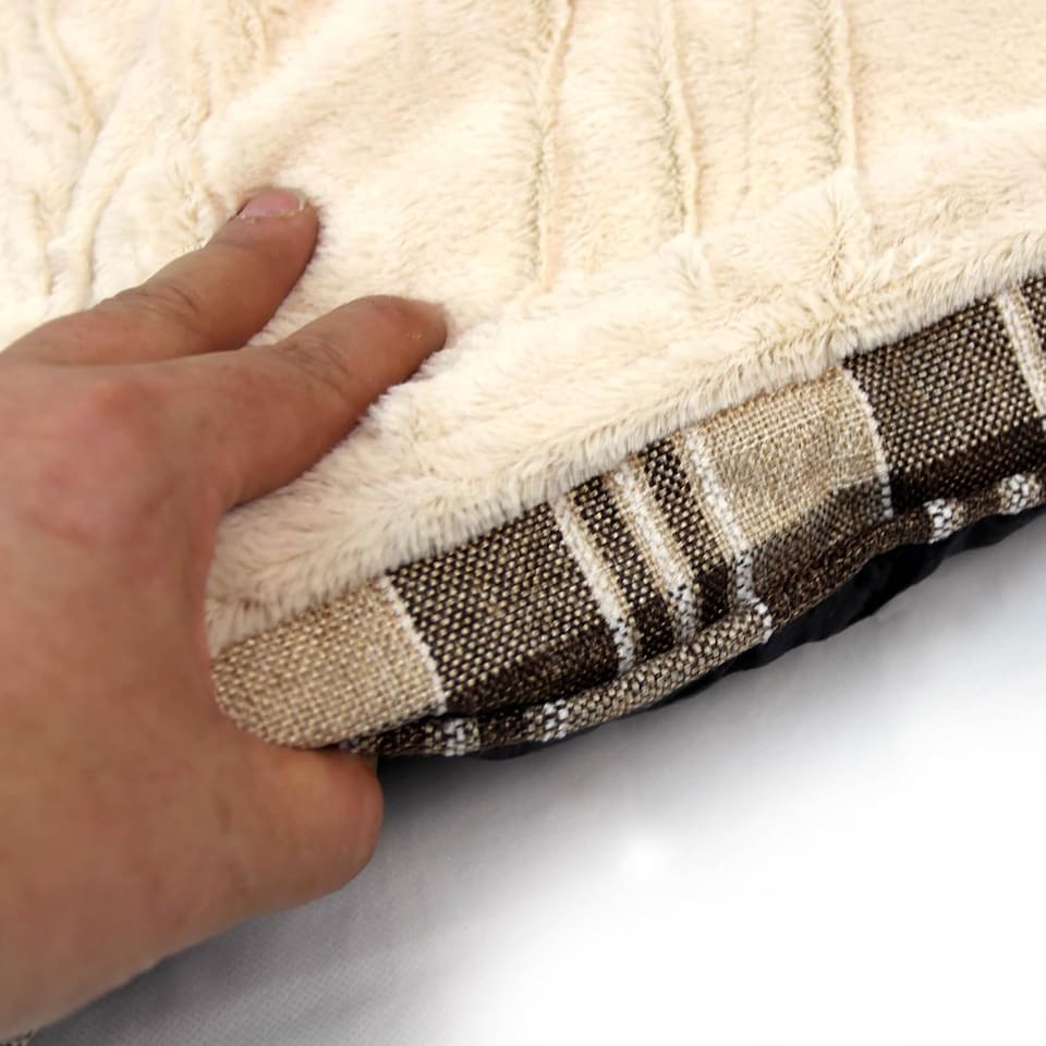 image 1 of Actiaspet - Deluxe Dog Sofa Bed in Tan Plaid