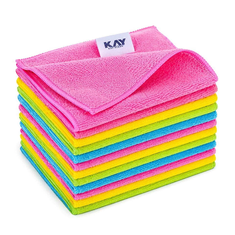 image 1 of KAV 40x40cm Microfibre Towel for Cleaning - Reusable Ultra Absorbent Lint Free Multipurpose Towle - Pack of 4 in Vibrant Colors
