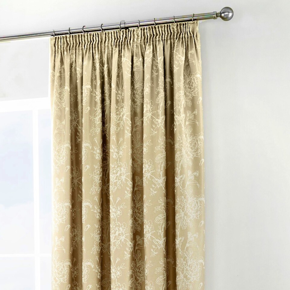 image 1 of D & D Jasmine Pencil Pleat Curtains Champagne