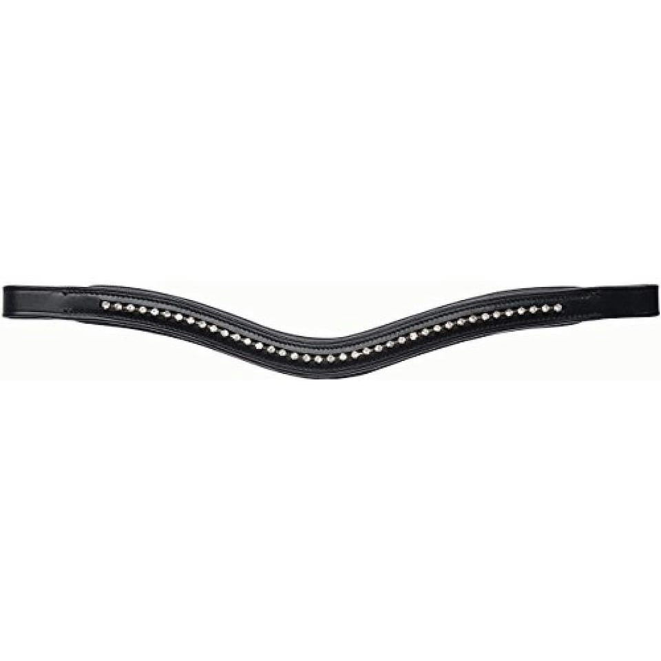 Kincade Curved Diamante Leather Browband - Black - Pony