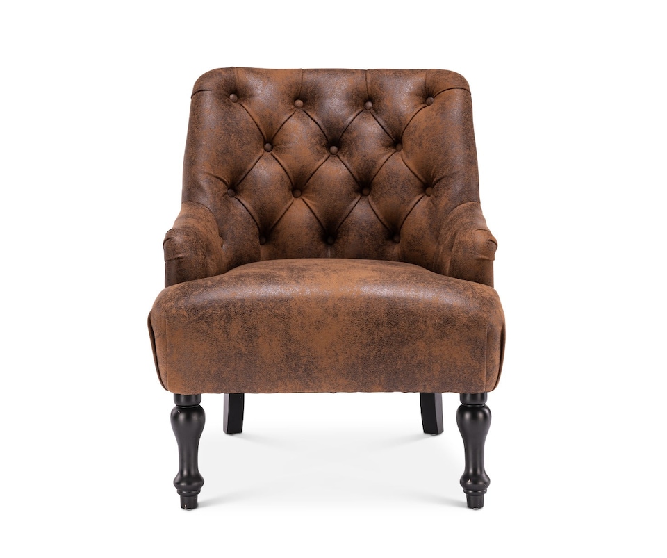 image 1 of Faux Leather Suede Brown Armina Accent Chair