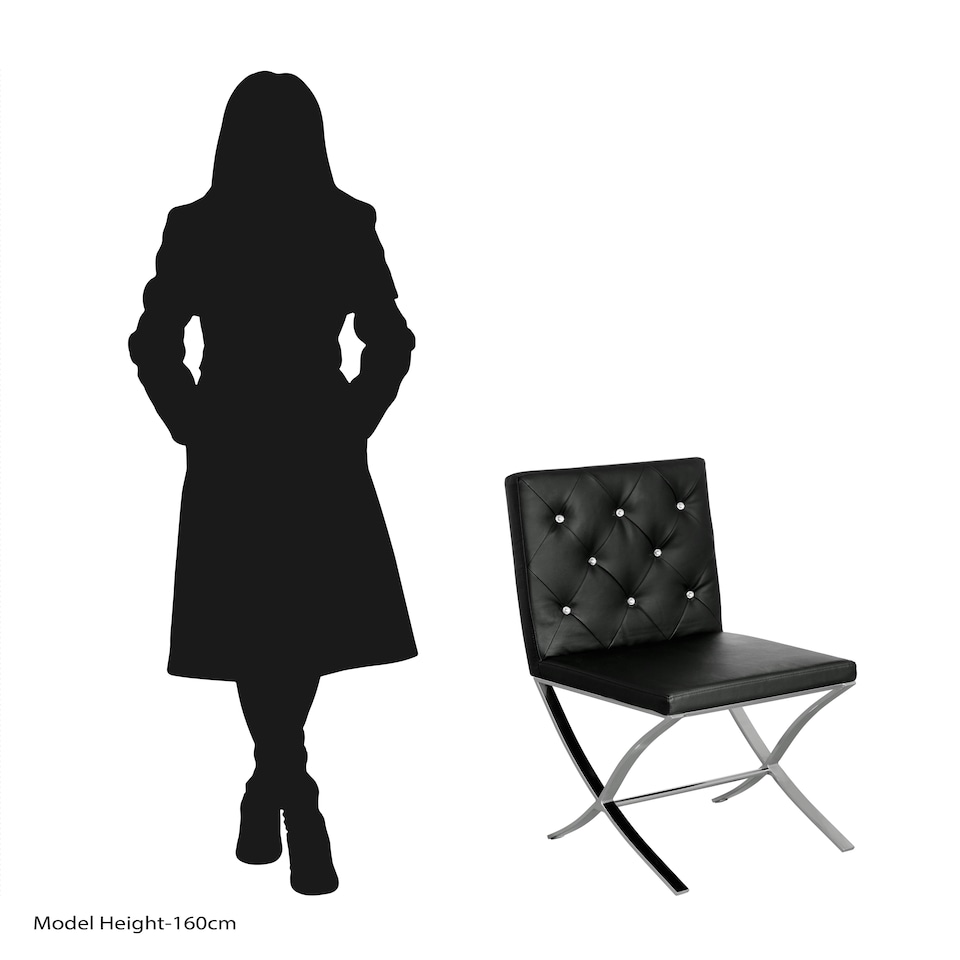 image 1 of Interiors by Premier Diamante Detail Black Accent Chair, Comfortable Chair with Stainless Steel Cross Legs, Mid Century Chair