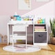 image 7 of COSTWAY Kids Study Desk and Chair Set Children Table White