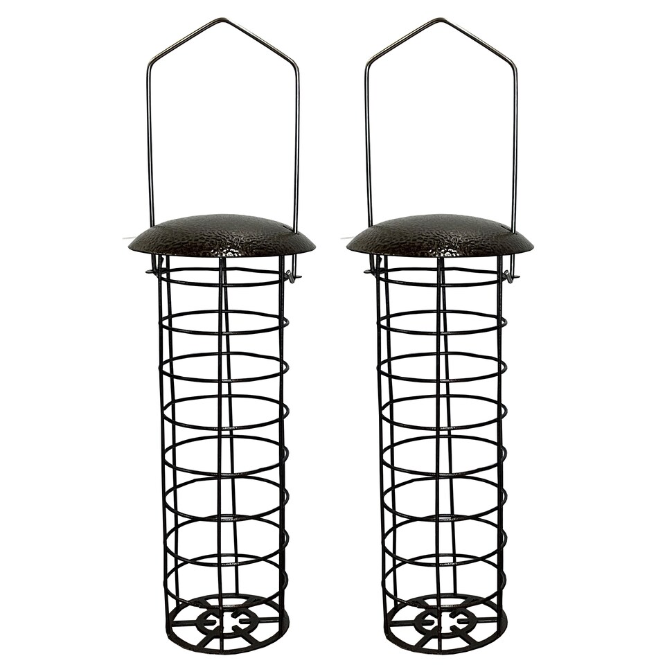 image 1 of Metal Hanging Suet Cake Block Garden Bird Feeders (Set of 2)