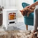 image 2 of HOMCOM Freestanding Electric Fireplace Indoor Heater Glass View Log Wood Burning Effect Flame Portable Fireplace Stove 9501850W White