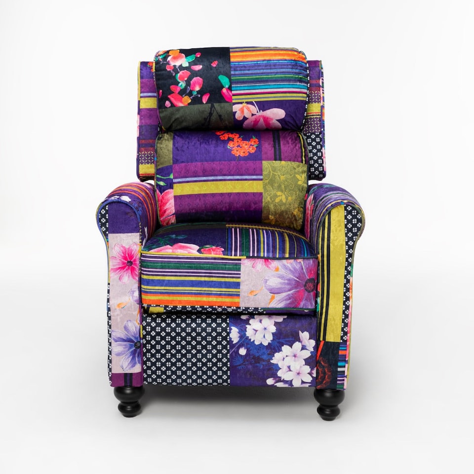 image 1 of Fabric Patchwork Mary Manual Recliner Chair