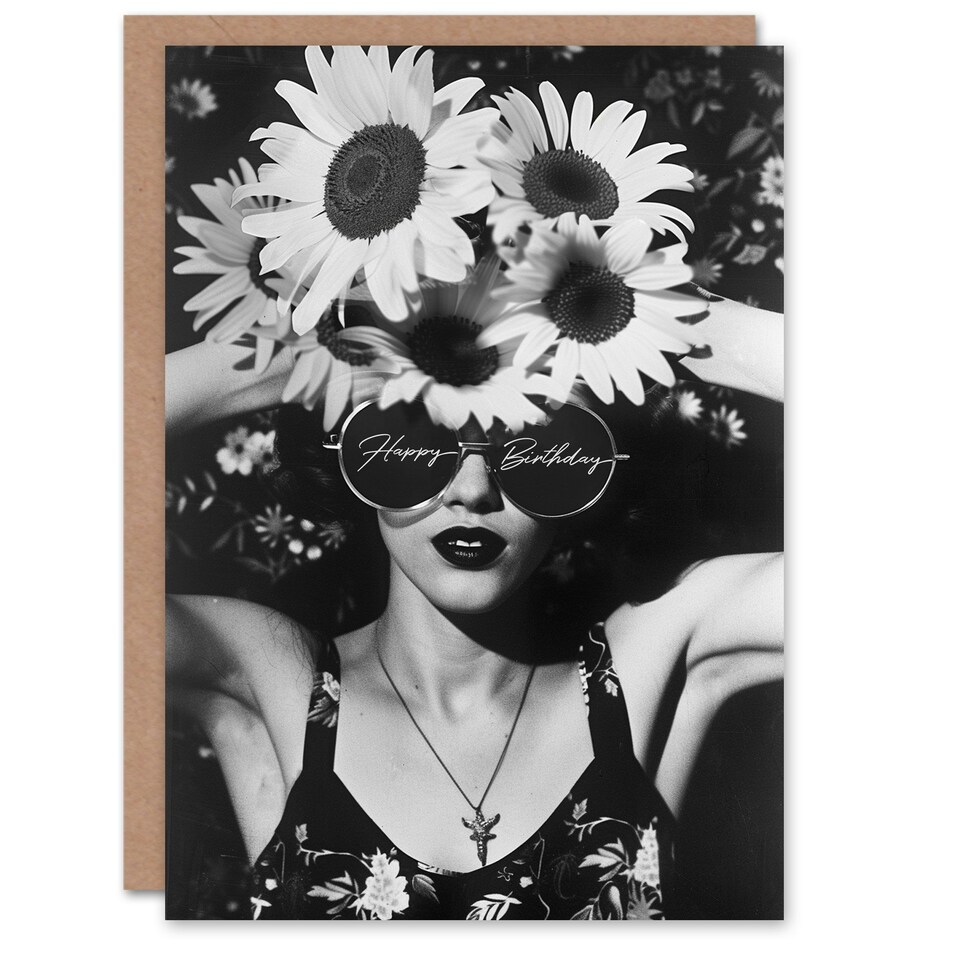 image 1 of Daisy Flower Crown Lady Spring Fashion Woman Her Birthday Card