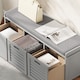 image 4 of HOMCOM Shoe Bench, Linen-look Shoe Storage Bench with 3 Drawers, Removable Seat Cushion and Slatted Doors for Hallway Entryway, Grey | Grey