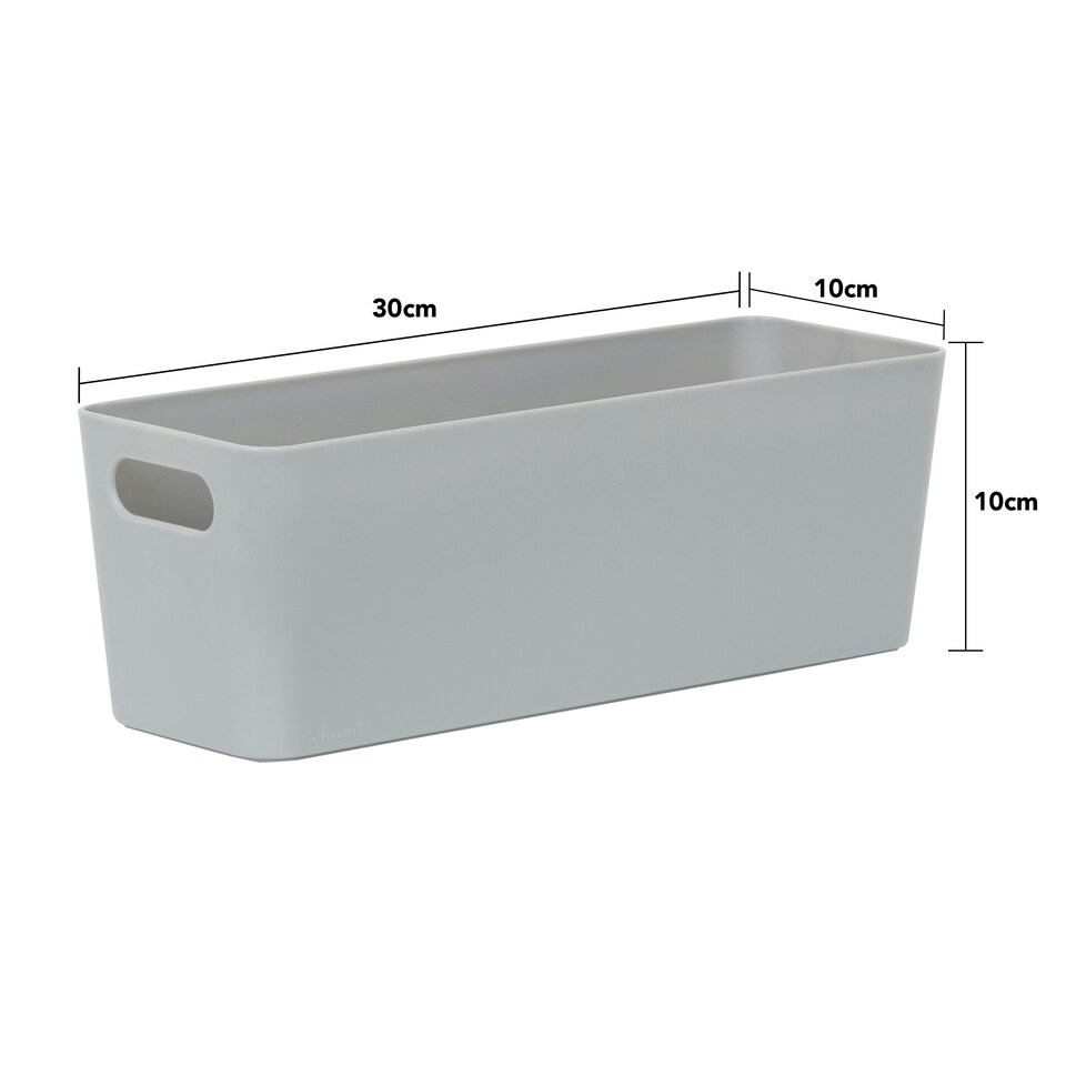image 1 of Wham Studio 5 x 2L Deep Rectangular Plastic Storage Baskets Ice White Grey