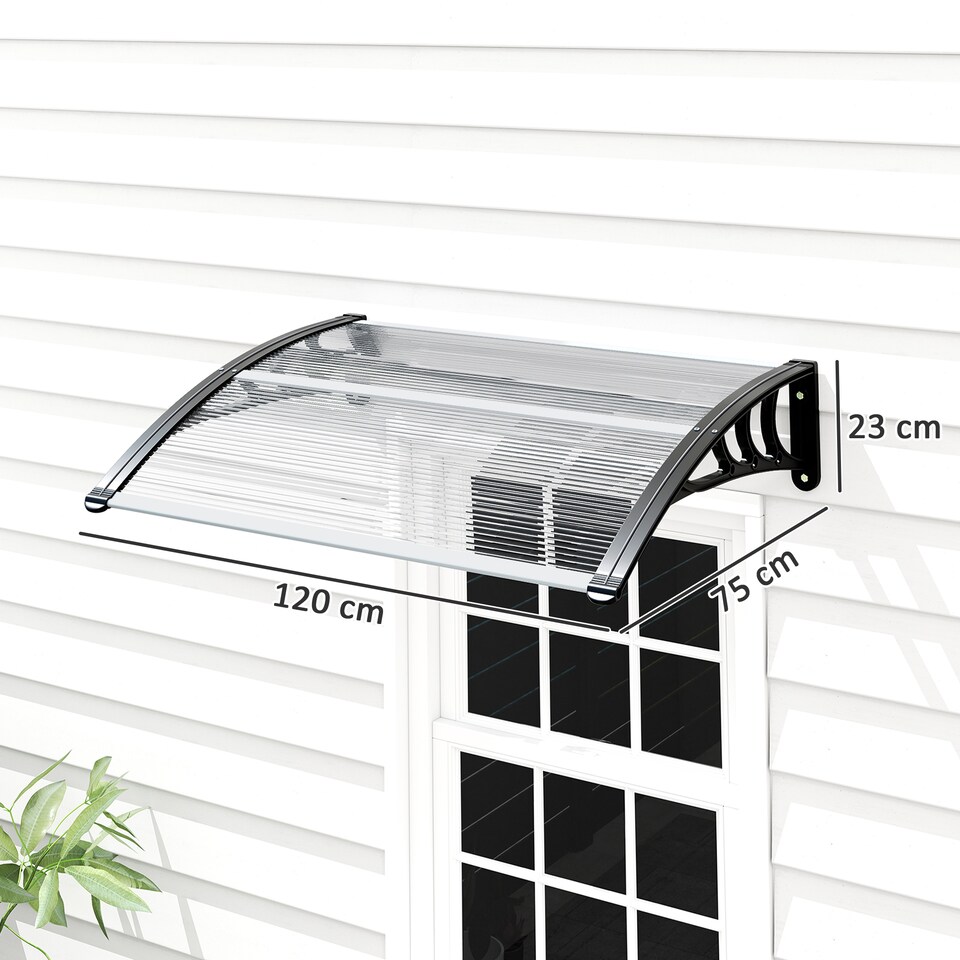 image 1 of Outsunny Outdoor Window Door Canopy Fixed Awning Porch UV Water Cover White | White | White | 1