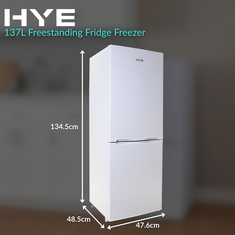 image 1 of HYE 60-40 Freestanding Fridge Freezer, 137 Litre, 48cm, White - RF01FF137W24