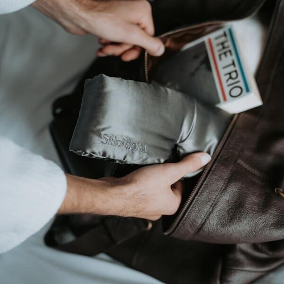 image 1 of Silk Addict 100% Mulberry Silk Sleep Mask – Charcoal | Grey | 1