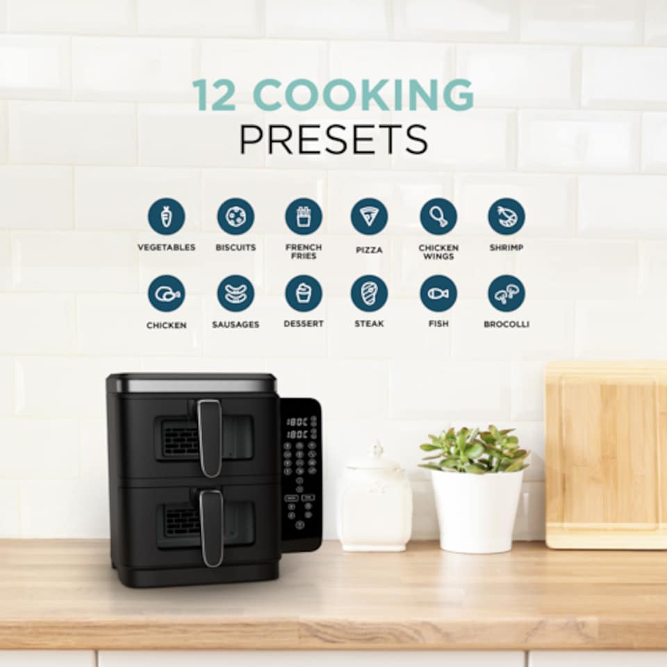 image 1 of DMD 11L Vertical Dual Stacked Air Fryer with 12 Cooking Functions