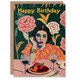 image 1 of Serious Girl Dinner Party Drinks Floral Her Birthday Card