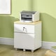 image 2 of Vinsetto 2-Drawer Filing Cabinet with Lock, Mobile File Cabinet with Hanging Bars for Legal Size and Wheels, Home Office Study, White