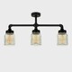 image 3 of ValueLights Industrial Black 3 Way Bar Ceiling Light With Clear Ribbed Glass Shades